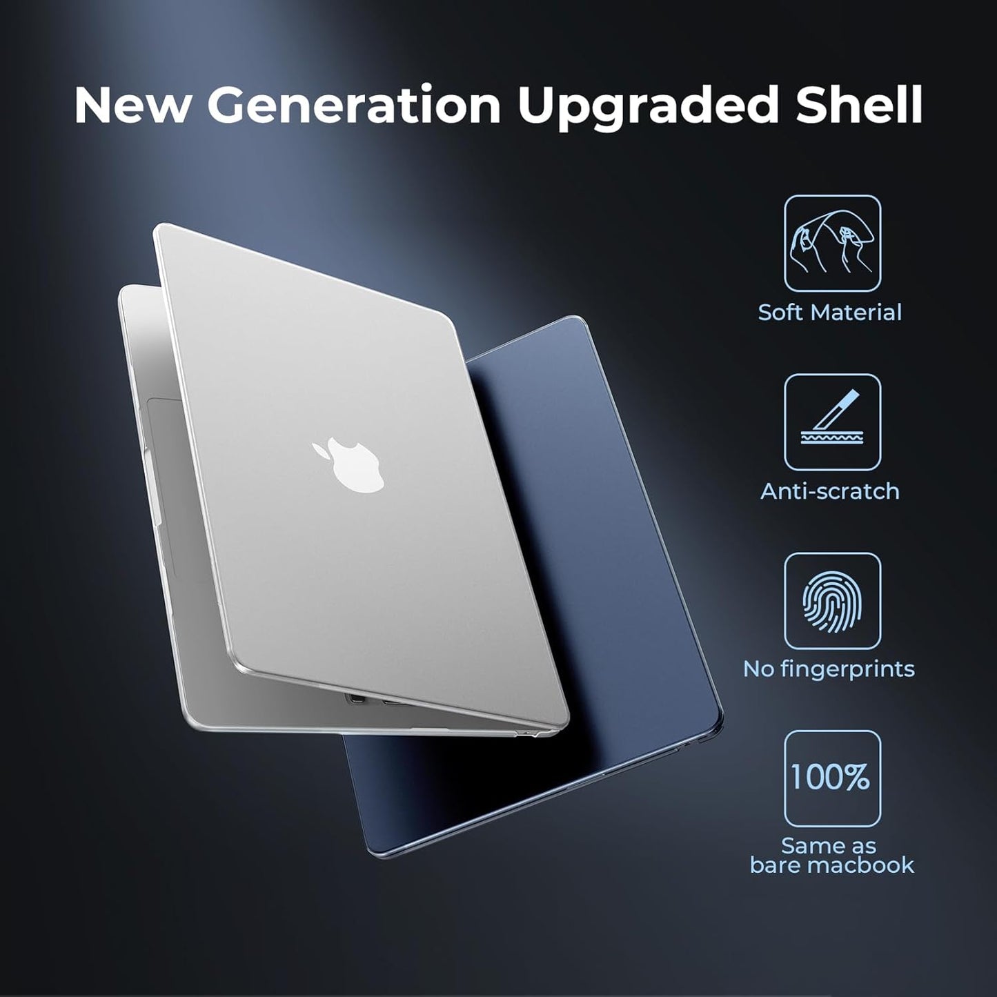 Eoocoo Funda Ultrafina Compatible Con Macbook Air 13 Pulgadas M4 M3 M2 2025 2024 2022 Carcasa Dura Para Mac Book Air 13,6" Case A3240 A3113 A2681 - Azul Medianoche Mate Cover [Midnight De Mac]